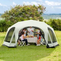 Outsunny 20 Person Camping Tent, Outdoor Cabin Tent Tent with 2 Doors, Screen Room, Family Dome Tent for Hiking, Backpacking, Traveling, Easy Set Up, Cream(m-10)
