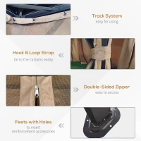 Outsunny 10' x 12' Hardtop Gazebo, Metal Roof Gazebo Canopy w/ Hook, Curtains and Netting included, Aluminum Frame, Dark Brown(m-6)