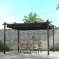 Outsunny 10' x 12' Retractable Pergola Canopy, Aluminum Pergola Sun Shade Shelter for Garden, Patio, Backyard, Deck, Gray(m-10)