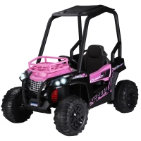 Aosom 12V Kids UTV with Music, Lights, MP3/USB, Suspension System & Remote Control, Pink(m-1)