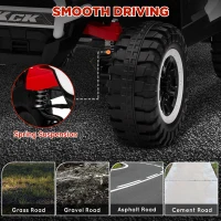 Qaba 2 Seater 24V 7AH Ride on Truck, Electric Car for Kids w/ Spring Suspension, Remote Lights, Horn, Music, White(m-7)