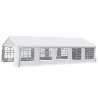 Outsunny 32x16 Outdoor Canopy Tent Heavy Duty Carport Tent with Cathedral Window Design for Party & Wedding, Removable Sidewalls, White(m-13)