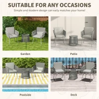 Outsunny 3 Piece Outdoor Patio Bistro Set, Wicker Rattan Furniture with Metal Legs for Garden, Backyard, Light Grey(m-7)