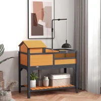 PawHut Tortoise Enclosure Tortoise House w/ Adjustable Lamp Holder, Storage Shelf, Removable Main House, Openable Lid, Yellow(m-2)