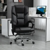 Vinsetto 6 Point Vibration Massage Office Chair with Heat, PU Leather Computer Chair with Adjustable Height Reclining Back, Black(m-2)