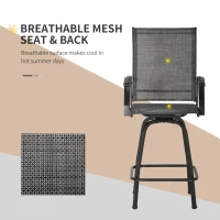 Outsunny 3 Piece Outdoor Patio Bar-Height Bar Set with Comfort Sling Fabric, Steel Frame, & Weather-Fighting, Grey(m-6)