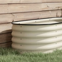 Outsunny 3.4' x 2' x 1.4' Galvanized Raised Garden Bed Kit, Metal Planter Box with Safety Edging, Cream(m-8)