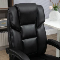 Vinsetto 6 Point Vibration Massage Office Chair with Heat, PU Leather Computer Chair with Adjustable Height Reclining Back, Black(m-9)