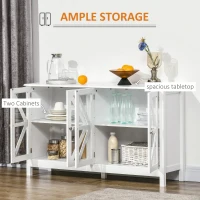 HOMCOM Sideboard, Buffet Cabinet with 4 Tempered Glass Doors and Adjustable Storage Shelf, Credenza, White(m-4)