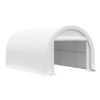 Outsunny 10' x 16' Carport, Heavy Duty Portable Garage Storage Tent with Large Zippered Door, Anti-UV PE Canopy Cover for Car, Truck, Boat, Motorcycle, Bike, Garden Tools, Outdoor Work, White(m-1)