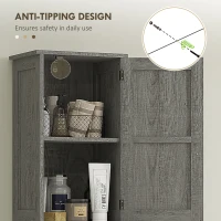HOMCOM 67" Tall Bathroom Cabinet, Narrow Bathroom Storage Cabinet with Drawer, Barn Doors and Adjustable Shelves, Dark Grey(m-7)