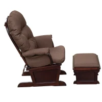 HOMCOM Nursery Glider Rocking Chair with Ottoman, Thick Padded Cushion Seating and Wood Base, Brown(m-15)
