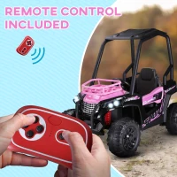 Aosom 12V Kids UTV with Music, Lights, MP3/USB, Suspension System & Remote Control, Pink(m-7)