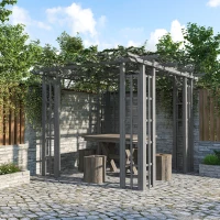 Outsunny 9' x 9' Vinyl Pergola, PVC Outdoor Gazebo Grape Trellis, for Garden, Patio, Backyard, Deck(m-10)