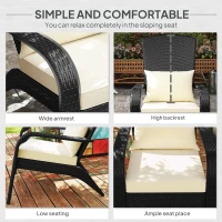 Outsunny Patio Wicker Adirondack Chair, Outdoor Rattan Fire Pit Chairs w/ Soft Cushions, Tall Backrest, Tilted Seat, Cream White(m-4)