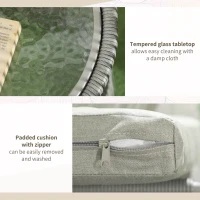 Outsunny 3 Piece Outdoor Patio Bistro Set, Wicker Rattan Furniture with Metal Legs for Garden, Backyard, Light Grey(m-5)