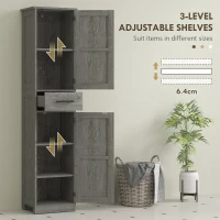 HOMCOM 67" Tall Bathroom Cabinet, Narrow Bathroom Storage Cabinet with Drawer, Barn Doors and Adjustable Shelves, Dark Grey(m-6)
