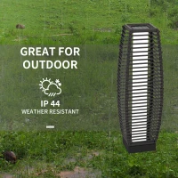 Outsunny Solar Floor Lamp, Outdoor Rattan Garden Lantern Pathway Light & Decorative Driveway Lighting with Auto On/Off LED Lights for Porch, Yard, Lawn, Courtyard, Deck, Gray(m-7)