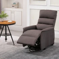 HOMCOM Power Lift Assist Recliner Chair for Elderly with Remote Control, Linen Fabric Upholstery, Brown(m-13)