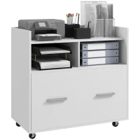 Vinsetto Mobile Filing Cabinet, Rolling File Cabinet with Drawer and Adjustable Hanging Bar for Letter, A4 and Legal Size, White(m-2)