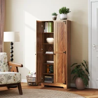 HOMCOM 72" Farmhouse Pantry Cabinet, Freestanding Food Pantry Cabinet with Adjustable Shelves, Brown(m-9)
