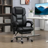 Vinsetto 6 Point Vibration Massage Office Chair with Heat, PU Leather Computer Chair with Adjustable Height Reclining Back, Black(m-10)