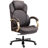 Vinsetto Big and Tall Executive Office Chair with Wide Seat, Computer Desk Chair with High Back Diamond Stitching, Adjustable Height & Swivel Wheels, Brown(m-17)