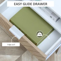 HOMCOM Modern Bedside Table with Drawer, Nightstand with Storage Shelf, Sofa End Table for Bedroom, White and Oak(m-4)