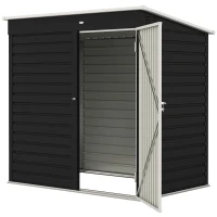 Outsunny 6' x 4' Outdoor Garden Shed, Metal Storage Shed with Lockable Door and Gloves for Backyard Garden Patio, Dark Gray(m-1)
