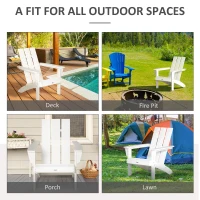 Outsunny Patio Adirondack Chair, Outdoor HDPE Fire Pit Chair, Weather Resistant Outdoor Chair with High-back, Patio Chair for Deck, Garden, Backyard, White(m-7)