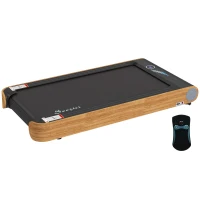 Soozier Under Desk Treadmill, 2.5HP Portable Walking Pad with Bluetooth Speaker, Wheels, Remote Control, LED Display, 265 lbs. Weight Capacity, for Home Gym Office, Wood Look(m-11)