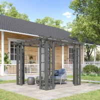 Outsunny 9' x 9' Vinyl Pergola, PVC Outdoor Gazebo Grape Trellis, for Garden, Patio, Backyard, Deck(m-2)