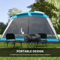 Outsunny 12' x 12' Screen House Room, 8 Person Camping Tent w/ Carry Bag and 4 Mesh Walls for Hiking, Backpacking, and Traveling, Easy Set Up, Sky Blue(m-6)