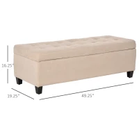 HOMCOM 50" Storage Ottoman Bench, Upholstered Ottoman Foot Rest with Linen Fabric and Soft Close Lid for Entryway, White(m-3)