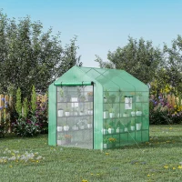 Outsunny 8' x 6' x 7' Temporary Greenhouse for Growing Flowers with Mesh Door & Windows Green(m-13)