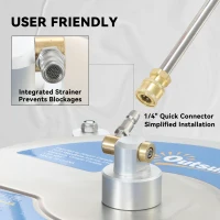 Outsunny 16" Pressure Washer Surface Cleaner with 4 Wheels, Stainless Steel Power Washer Surface Cleaner with 1/4" Quick Connector, 2 Extension Wands, 3600 PSI, Silver(m-7)