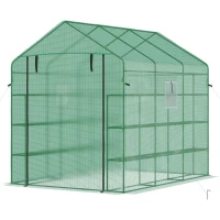 Outsunny 8' x 6' x 7' Temporary Greenhouse for Growing Flowers with Mesh Door & Windows Green(m-12)