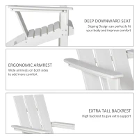 Outsunny Patio Adirondack Chair, Outdoor HDPE Fire Pit Chair, Weather Resistant Outdoor Chair with High-back, Patio Chair for Deck, Garden, Backyard, White(m-5)