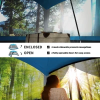 Outsunny 12' x 12' Screen House Room, 8 Person Camping Tent w/ Carry Bag and 4 Mesh Walls for Hiking, Backpacking, and Traveling, Easy Set Up, Sky Blue(m-4)