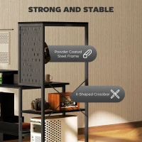 HOMCOM 56" Computer Desk with Storage, Computer Table with Power Outlets and LED Lights, Black(m-8)