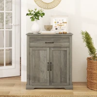 HOMCOM Sideboard Buffet Table with Drawer, Storage Cabinet with Double Doors and Adjustable Shelf, Gray(m-10)