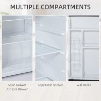 HOMCOM 3.2 Cu.Ft Mini Fridge with Freezer, Single Door Compact Refrigerator with Adjustable Thermostat, Shelf and Reversible Door for Bedroom, Dorm, Home Office, Energy Efficient, Silver(m-6)