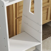 Qaba Height Adjustable Toddler Tower w/ Safety Rail, Handlbar, for Bathroom, Kitchen, White(m-9)