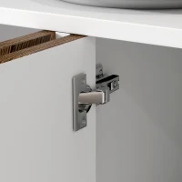 HOMCOM Sideboard Cabinet Kitchen Buffet Cabinet with Adjustable Shelves, 4 Chevron Doors and Pine Wood Legs, Brown(m-9)