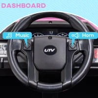 Aosom 12V Kids UTV with Music, Lights, MP3/USB, Suspension System & Remote Control, Pink(m-5)