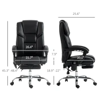 Vinsetto 6 Point Vibration Massage Office Chair with Heat, PU Leather Computer Chair with Adjustable Height Reclining Back, Black(m-3)