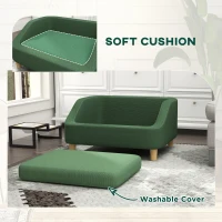 PawHut Pet Sofa Dog Bed for Small and Medium Dogs with Washable Cushion, Non-slip Pads, Dark Green(m-5)