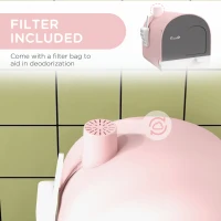 PawHut Cat Litter Box with Lid with Scoop and Filter, Pink(m-6)