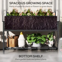 Outsunny Raised Garden Bed with Legs and Cover, Metal Elevated Planter Box with Bottom Shelf and Liner for Vegetables, Dark Gray(m-5)