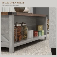 HOMCOM Coffee Table with Storage, Farmhouse Living Room Table with Storage Drawer and Open Shelf, Distressed Gray(m-5)